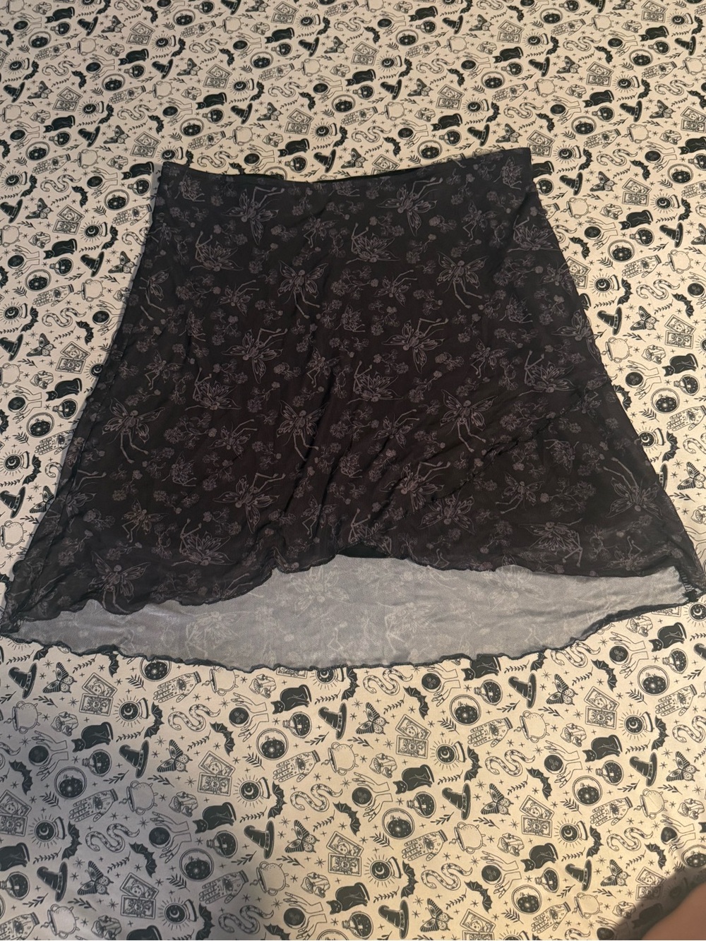Black Floral High-Low Skirt